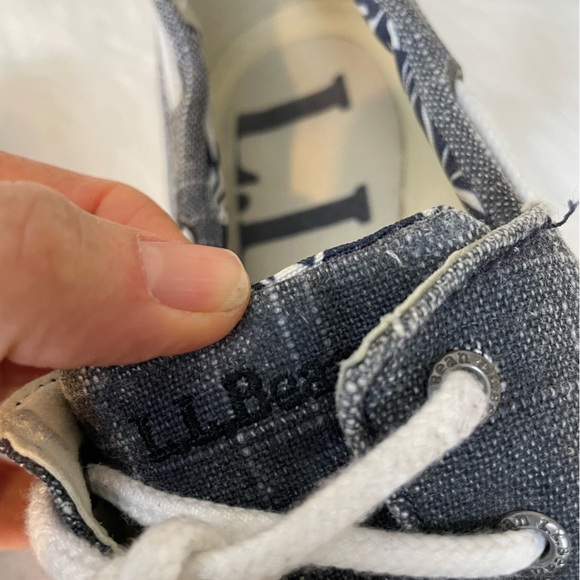 LL Bean Casual canvas Gray Boat Shoes with White Laces - Picture 12 of 13